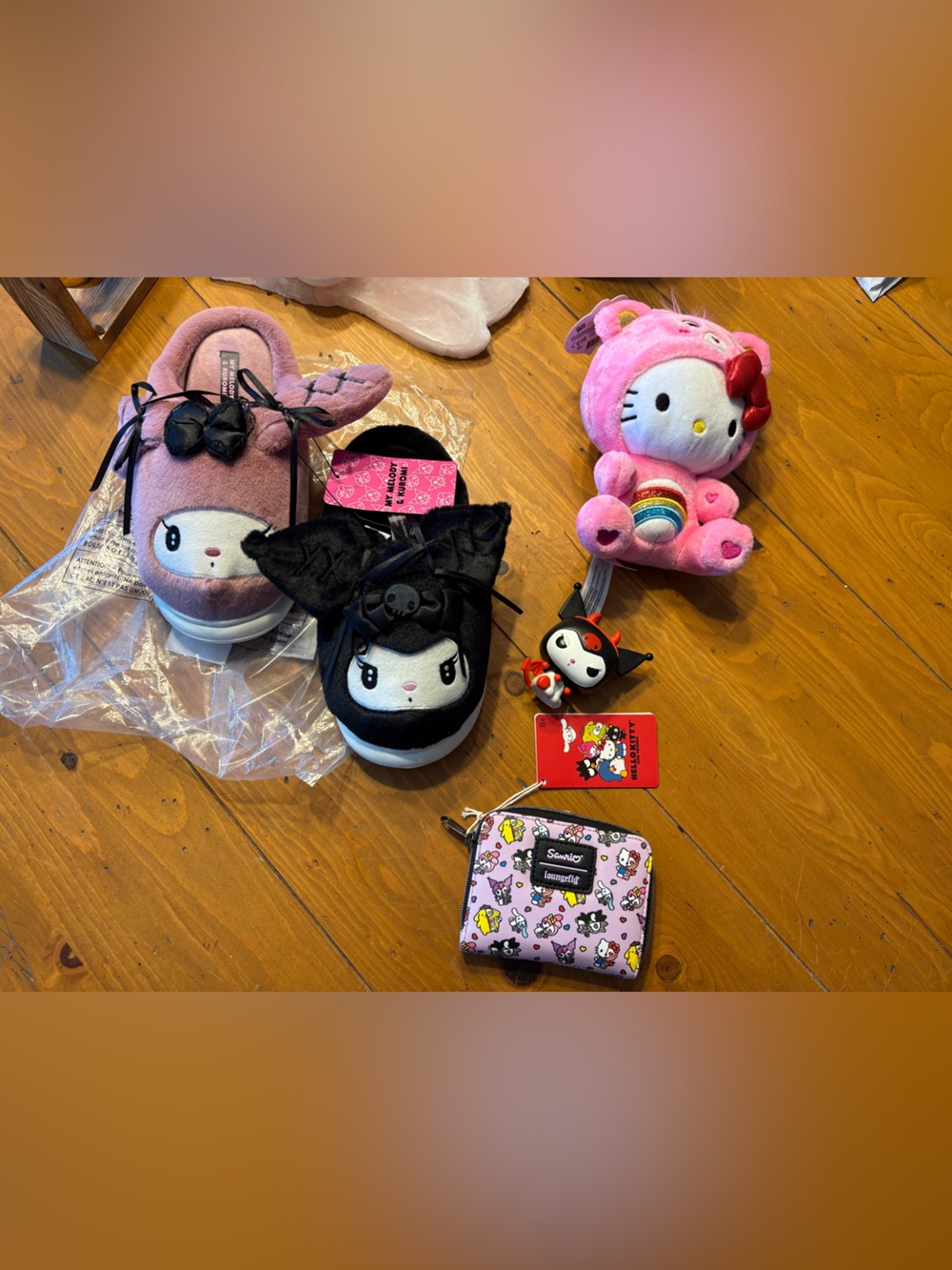 Sanrio Hello Kitty Melody Kuromi Plush, Slippers, and Wallet